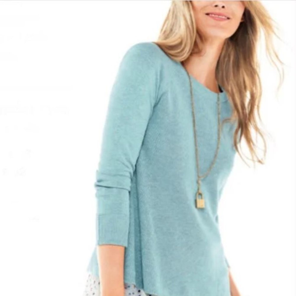 CAbi NWOT Swing Trapeze Blue Sky Knit Sweater Style 5133